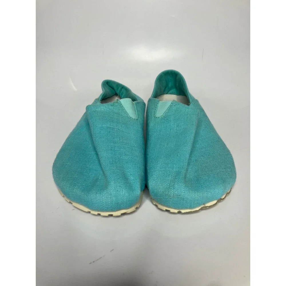 OTZShoes Espadrille Flats Womens 40 Turquoise Excellent Linen Slip On Cork Lite